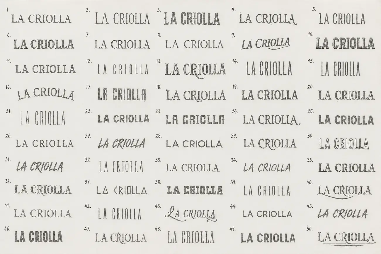 La Criolla — 50 exploraciones de wordmark
