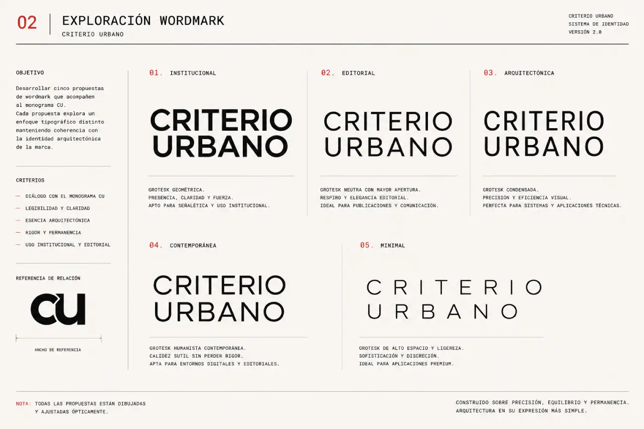 Criterio Urbano — exploración wordmark