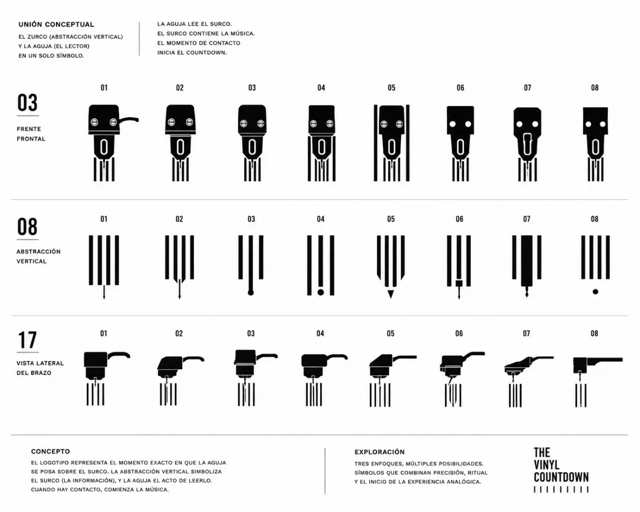 The Vinyl Countdown — unión conceptual: surco y aguja en un solo símbolo